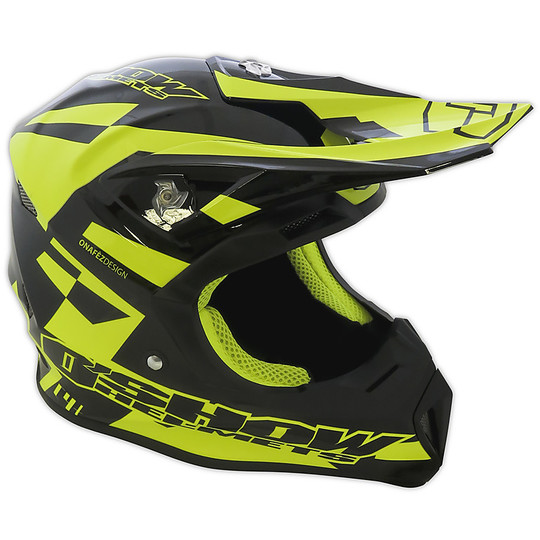 Moto Cross Helmet Enduro in Fiber O'Show Fm Racing C4 + Black Yellow
