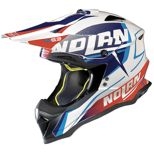 Moto Cross Helmet Enduro Nolan N53 Sidewinder 042 White Metal Blue Red