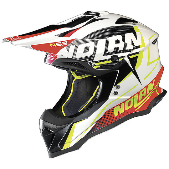 Moto Cross Helmet Enduro Nolan N53 Sidewinder 043 White Black Metal Red