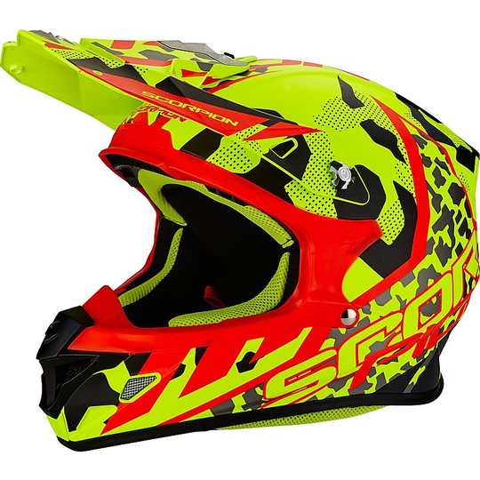 Moto Cross Helmet Enduro Scorpion VX-21 Air Furio Yellow Neon Black Red