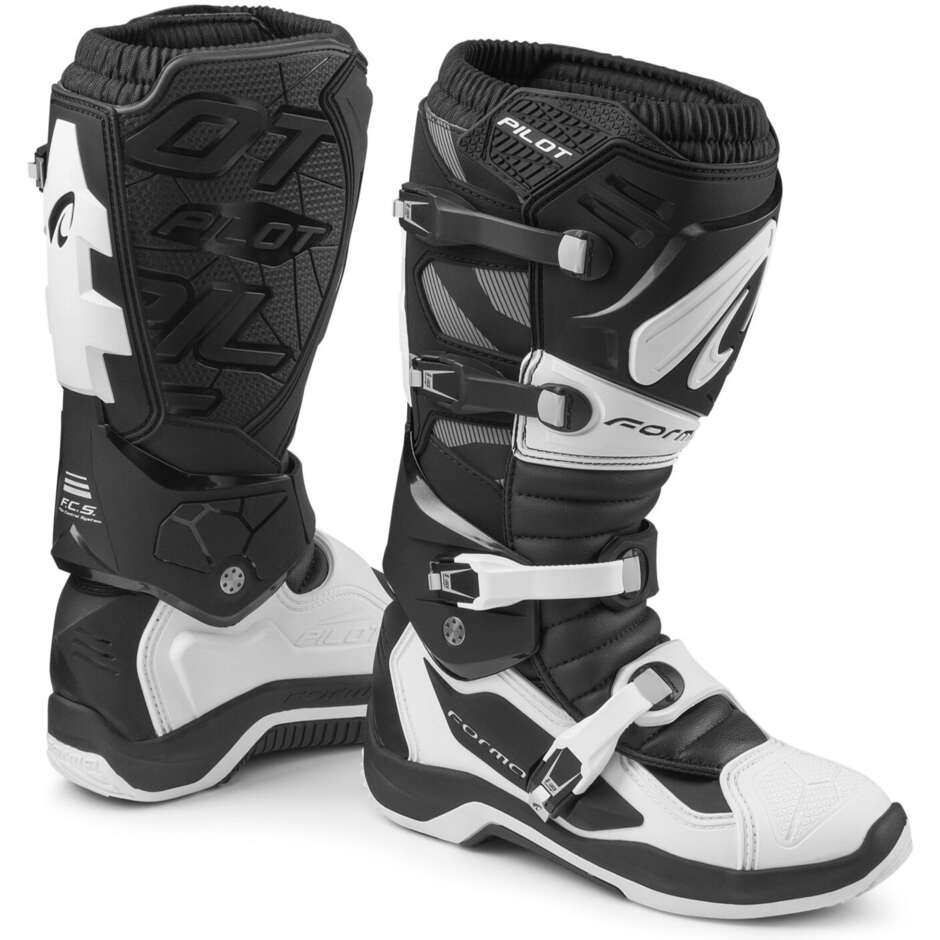 Moto Cross Stiefel Enduro MX Forma PILOT Schwarz Weiß
