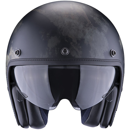 Moto Custom Jet Helmet in Fiber Scorpion BELFAST TEMPUS Black