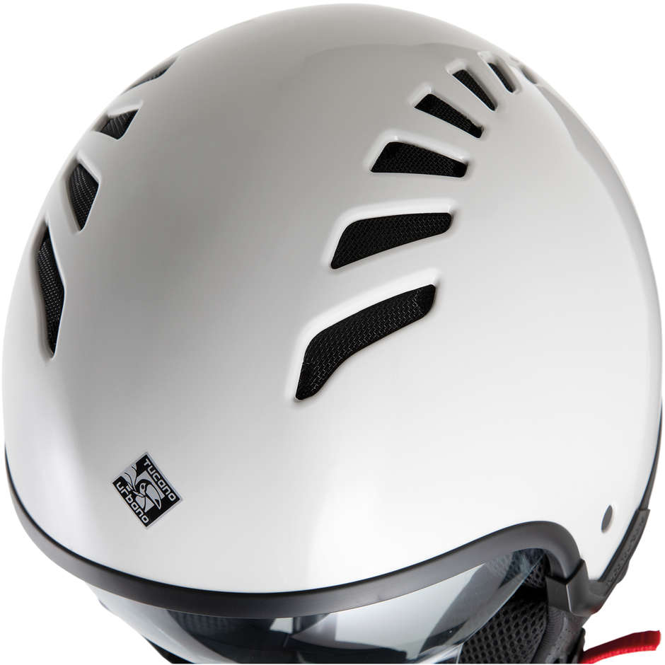 MOto Demi-Jet Helmet Tucano Urbano EL'FRESH 1150 Glossy Ice White