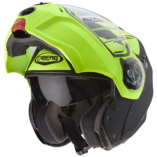 Moto Droid Modular Helmet Caberg Patriot Matt Black Fluorescent Yellow