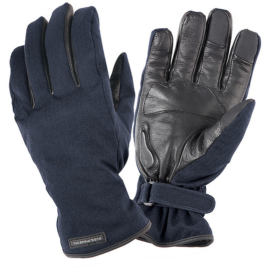Moto-Handschuh aus Leder und Stoff wasserdichten Tucano Urbano Lord Nock 906DUF077 Blau