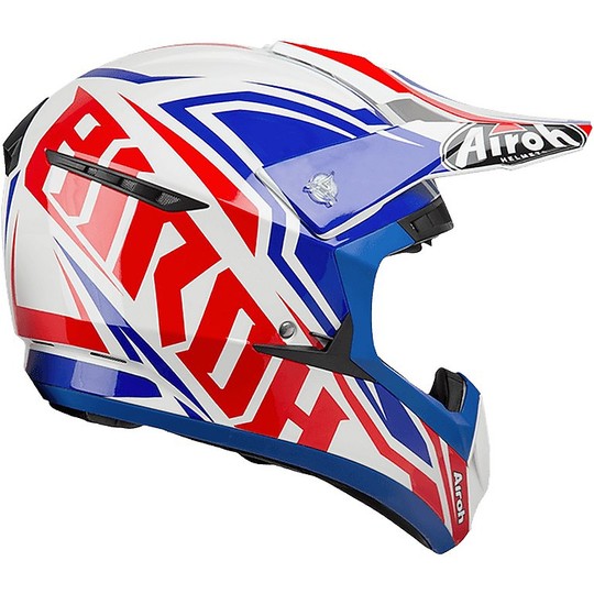 Moto Helm Cross Enduro Airoh Schalter IMPACT Blue Poliert
