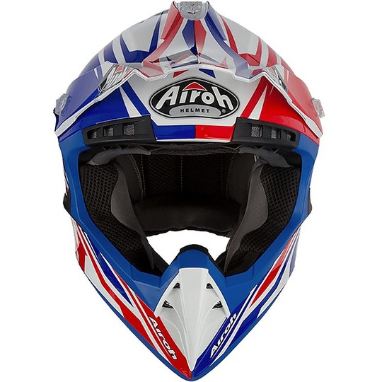 Moto Helm Cross Enduro Airoh Schalter IMPACT Blue Poliert