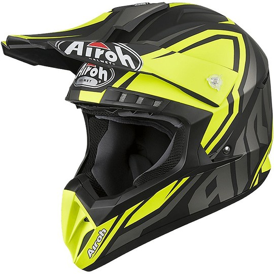 Moto Helm Cross Enduro Airoh Schalter IMPACT Matt Gelb