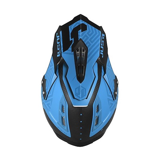 Moto Helm Cross Enduro Carbon Just1 J12 SYNCRO Carbon Matt Blau