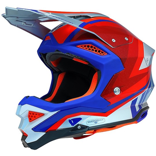 Moto Helm Cross Enduro UFO DIAMOND Weiß Rot Blau