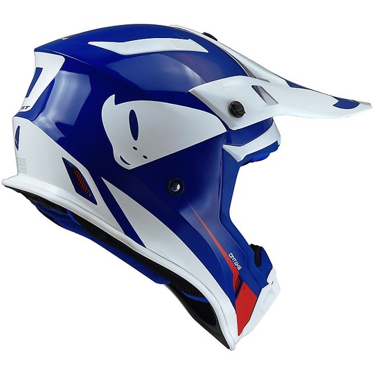 Moto Helm Cross Enduro UFO QUIVER Weiß Blau