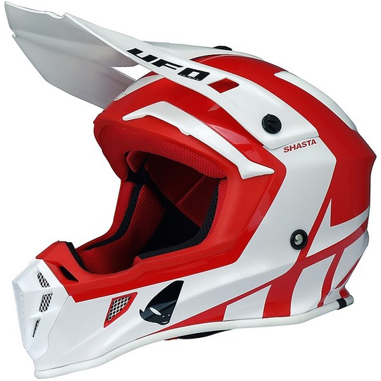 Moto Helm Cross Enduro UFO QUIVER Weiß Rot