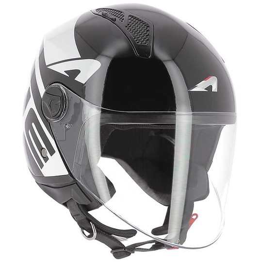 Moto-Helm Demi-Jet Astone MINIJET LINK Schwarz Weiß Glänzend