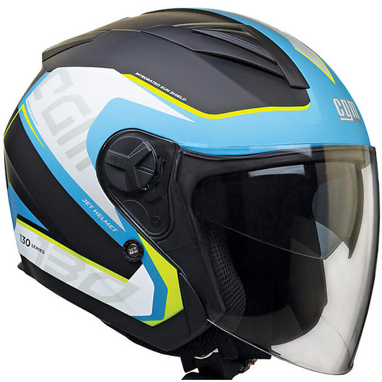 Moto Helm Doppel Visier CGM 130s APACHE Hellblau