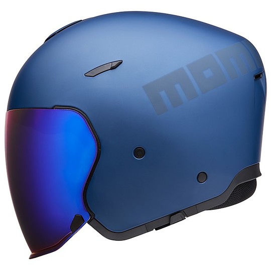 Moto Helm Doppelvisier Momo Design AERO Blau Matt Schwarz