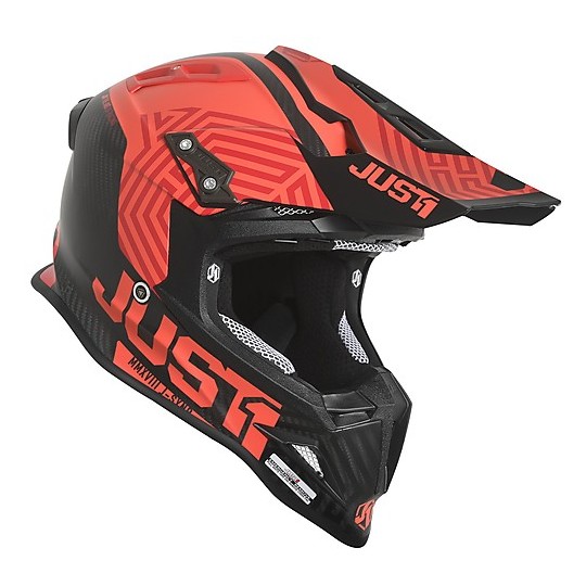 Moto Helmet Cross Enduro Carbon Just1 J12 SYNCRO Carbon Red Matt