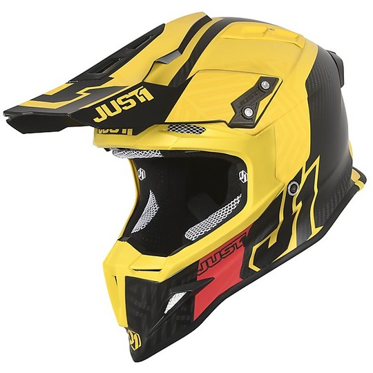 Moto Helmet Cross Enduro Carbon Just1 J12 SYNCRO Carbon Yellow Matt