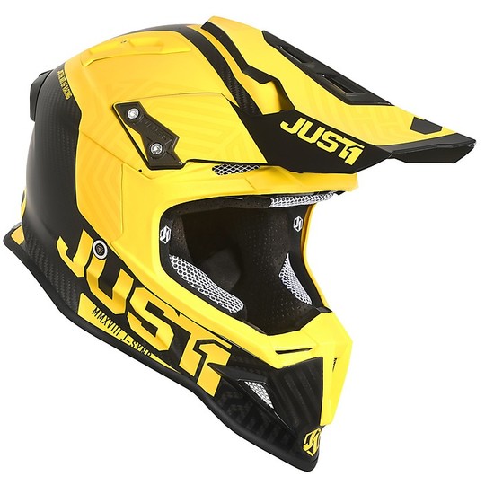Moto Helmet Cross Enduro Carbon Just1 J12 SYNCRO Carbon Yellow Matt