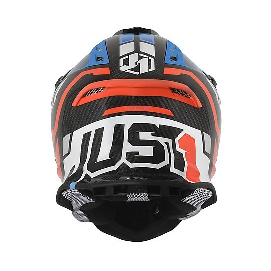 Moto Helmet Cross Enduro Carbon Just1 J12 VECTOR Orange Blue Carbon Glossy