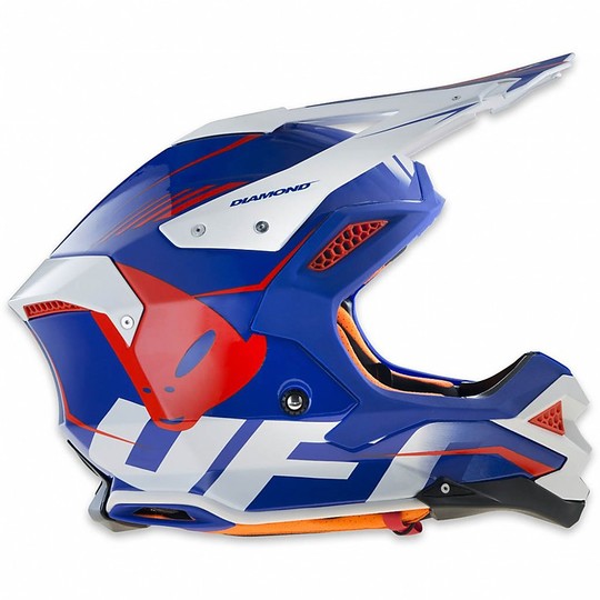 Moto Helmet Cross Enduro Ufo Diamond Blue White