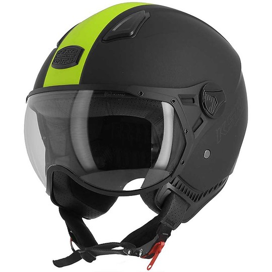 Moto Helmet Demi Jet Astone KSR-2 Black Opaque Yellow