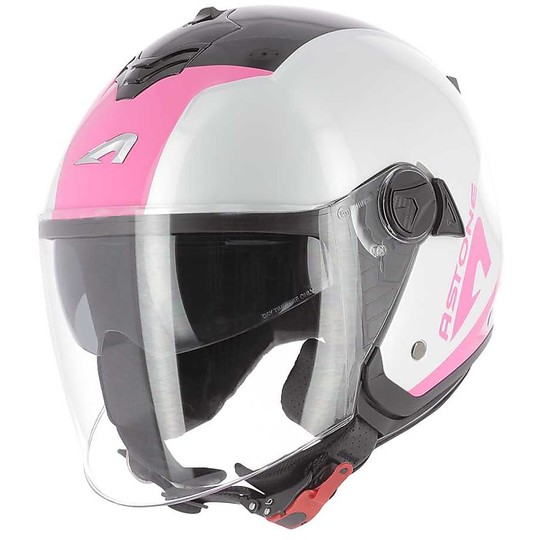 Moto Helmet Demi-Jet Double Visor Astone MINIJET S Wipe White Pink
