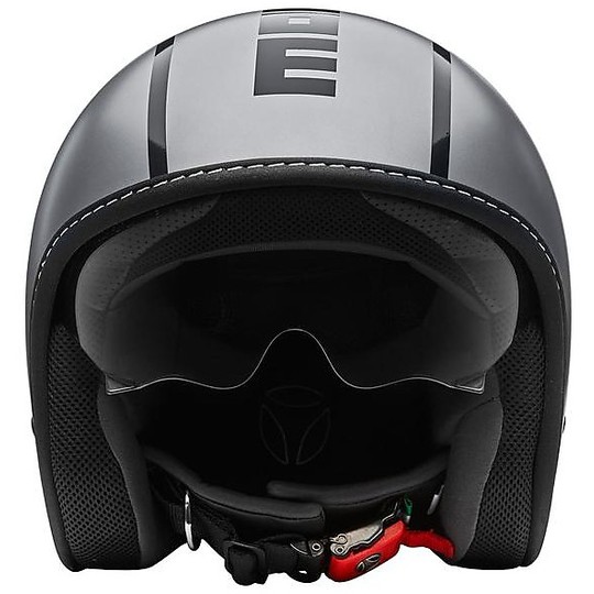 Moto Helmet Jet Momo Design BLADE Matt Gray Decal Black