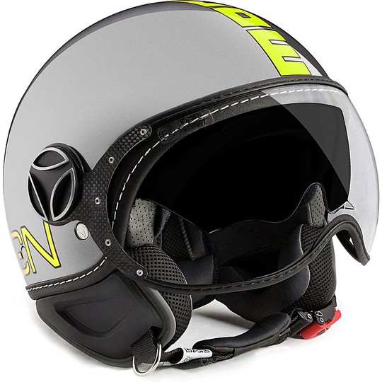 Moto Helmet Momo Design Fighter EVO Gray Metallic Yellow Fluo
