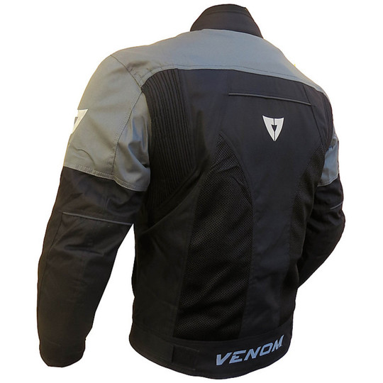 Moto Jacke Jacke Stoff Mesh Sport Venom drei Schichten perforiert Schwarz Grau
