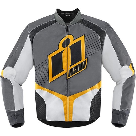 Moto Jacke Jacket Technische Gewebe Icon Overlord Schwarz Gelb