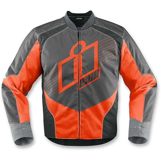 Moto Jacke Jacket Technische Gewebe Icon Overlord Schwarz Orange