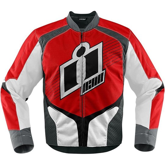 Moto Jacke Jacket Technische Gewebe Icon Overlord Schwarz Rot