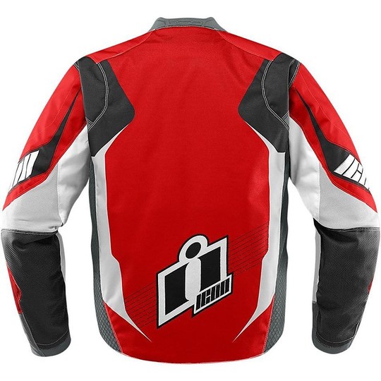 Moto Jacke Jacket Technische Gewebe Icon Overlord Schwarz Rot