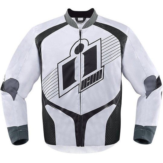 Moto Jacke Jacket Technische Gewebe Icon Overlord Schwarz Weiß