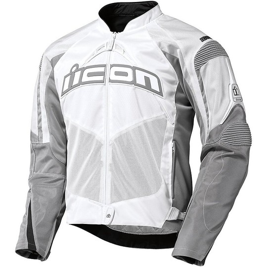 Moto Jacke Jacket Technische Gewebe Sommer Icon Contra Weiß