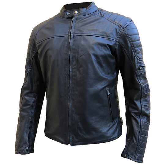 Moto Jacke Vintage-Leder Technische -Flash-Schwarz Softest