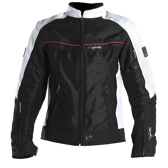 Moto-Jacke von Donna Summer Stoff Vquattro VE21L Schwarz Weiß