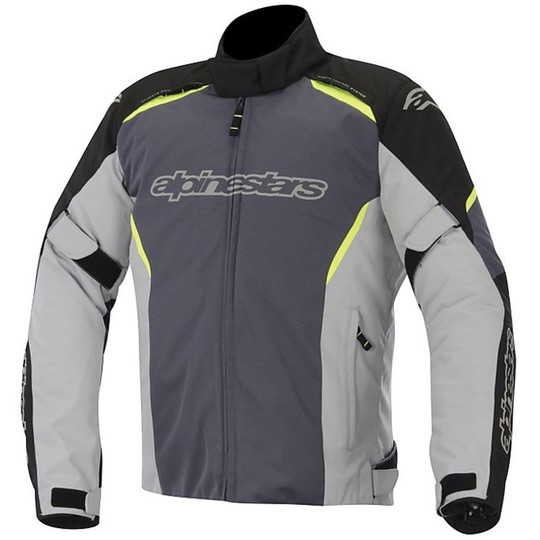 Moto Jacket Alpinestars Gunner Fabric Waterproof 2015 Black Grey Yellow Fluo