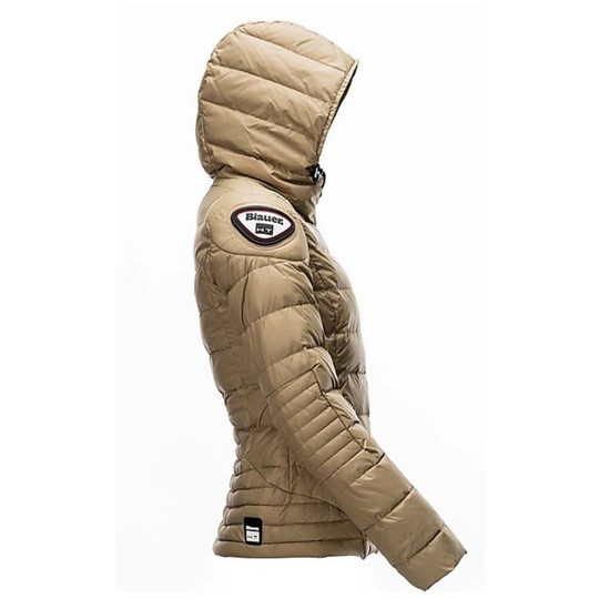 Moto Jacket Down Jacket Blauer Easy Winter Lady With Beige Protections