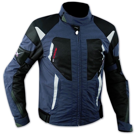 Moto Jacket Fabric A-Pro Perforated Scirocco Summer With Blue Detachable membrane button panel