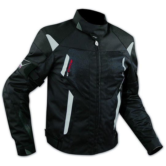 Moto Jacket Fabric A-Pro Summer perforierten Membran Knopfleiste Scirocco mit abnehmbarer Schwarz