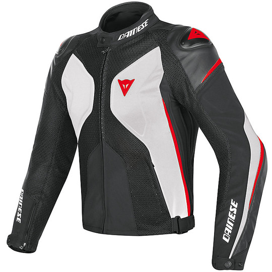 Moto jacket Fabric Dainese Super Rider D-Dry White Black Red