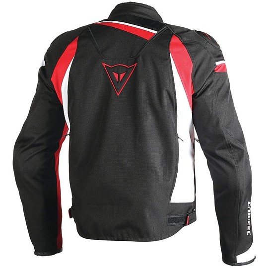 Moto jacket Fabric Dainese Veloster Tex Black White Red