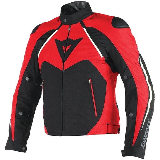 Moto jacket Fabric Hawker Dainese D-Dry Black / Red / White