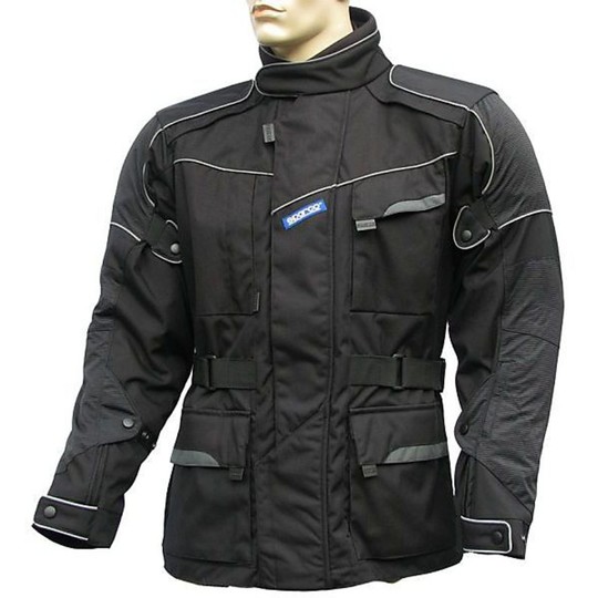 Moto Jacket Fabric Sparco Hallo-Tech Lange Farbe Schwarz Fantastische
