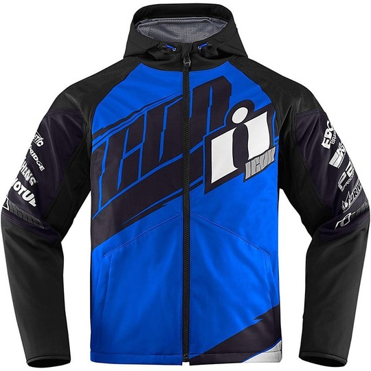 Moto jacket Icon Technical Fabric softshel Team Merc Black Blue