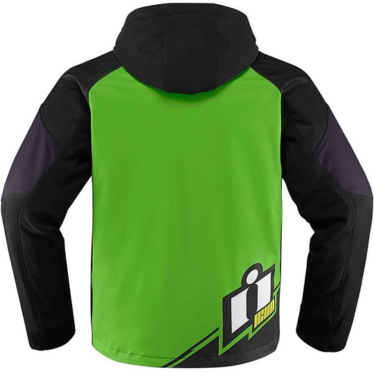 Moto jacket Icon Technical Fabric softshel Team Merc Black Green