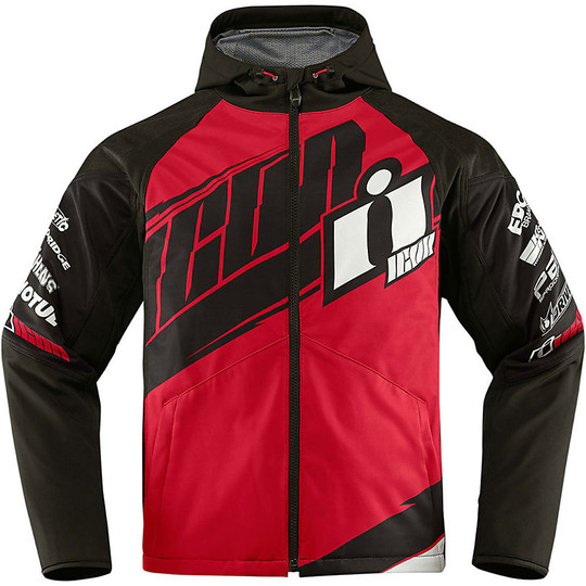 Moto jacket Icon Technical Fabric softshel Team Merc Black Red