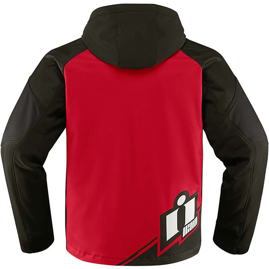 Moto jacket Icon Technical Fabric softshel Team Merc Black Red