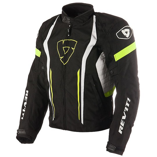 Moto jacket in fabric Rev'it RACEWAY Black Fluorescent Yellow